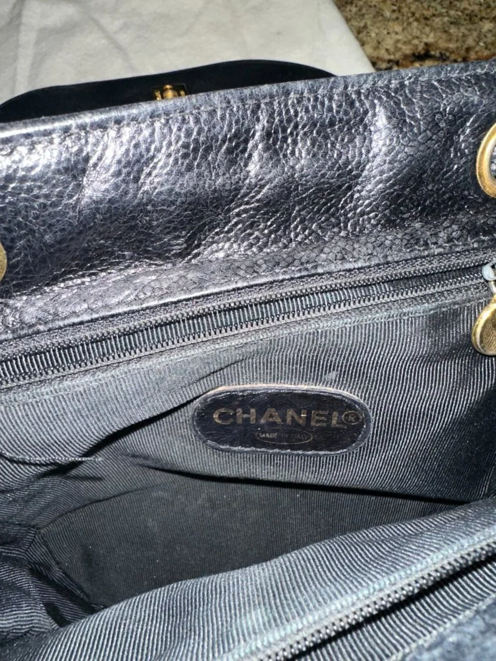Chanel Vintage Black Caviar CC Backpack